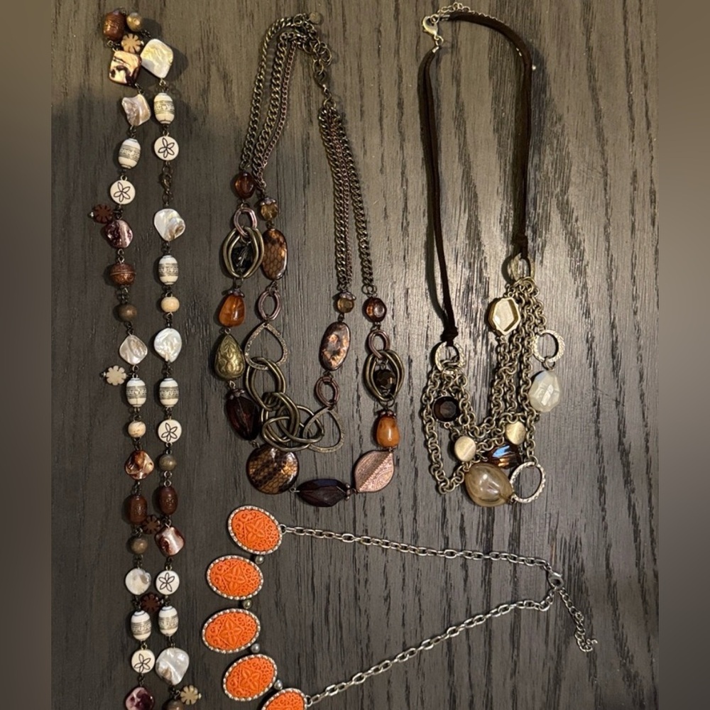 Set of (4) gold, brown, orange, cream colors.